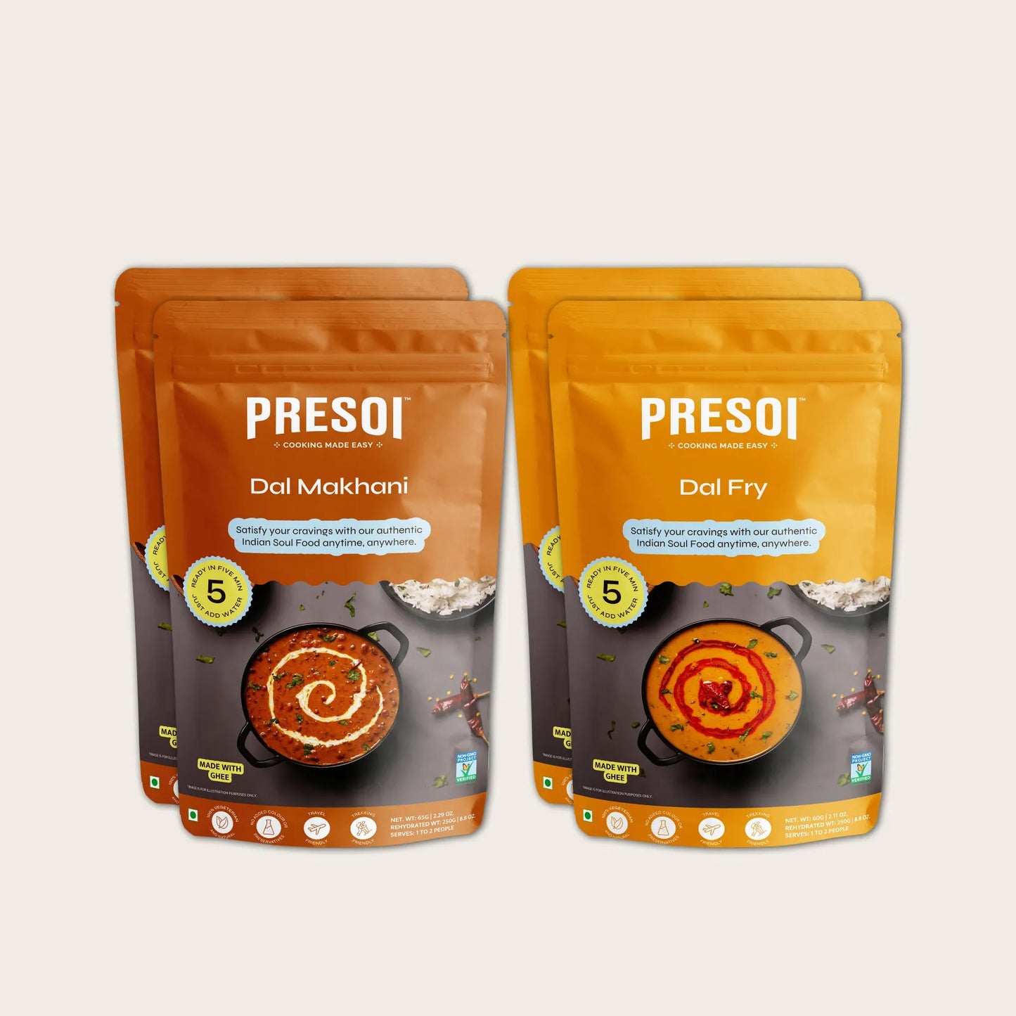 Dal Makhani and Dal Fry (2 Packs ea.)